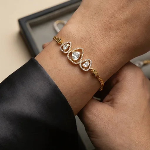 Graceful hand wearing luxury diamond bracelet