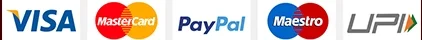 Accepted Payment Methods: VISA, MasterCard, PayPal, Maestro, UPI