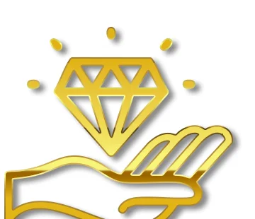 100% Transparency Golden Diamond in Hand Icon